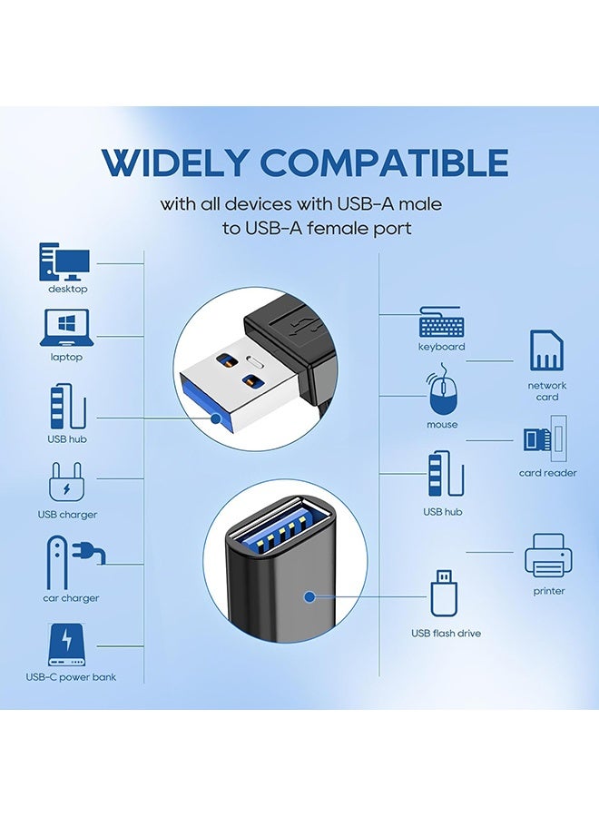 Wffo 2PCS 90 Degree USB 3.0 Extension Cable - Updated Short High Speed USB Cable Extender Adapter - Horizontal Left & Right Angle Male to Female for Monitor Printer Charging Cable Game Controller Flash Drive - 60cm/Black - Image 4